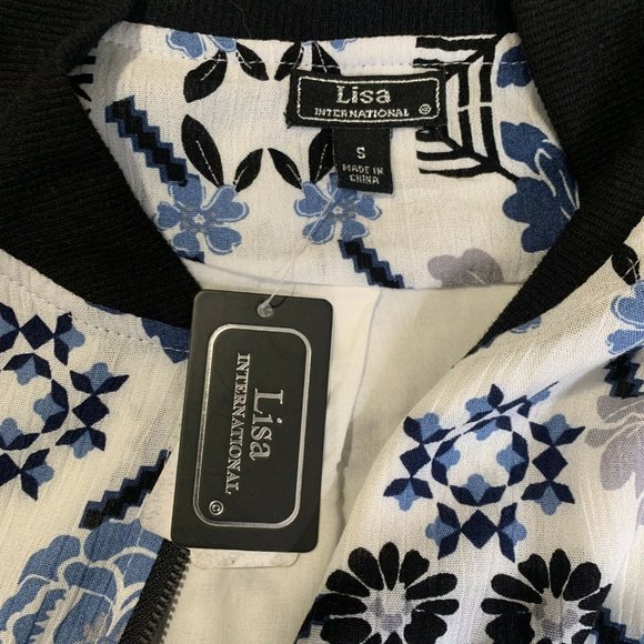 NEW Small Lightweight Zip Front Jacket Blue White - Picture 7 of 8